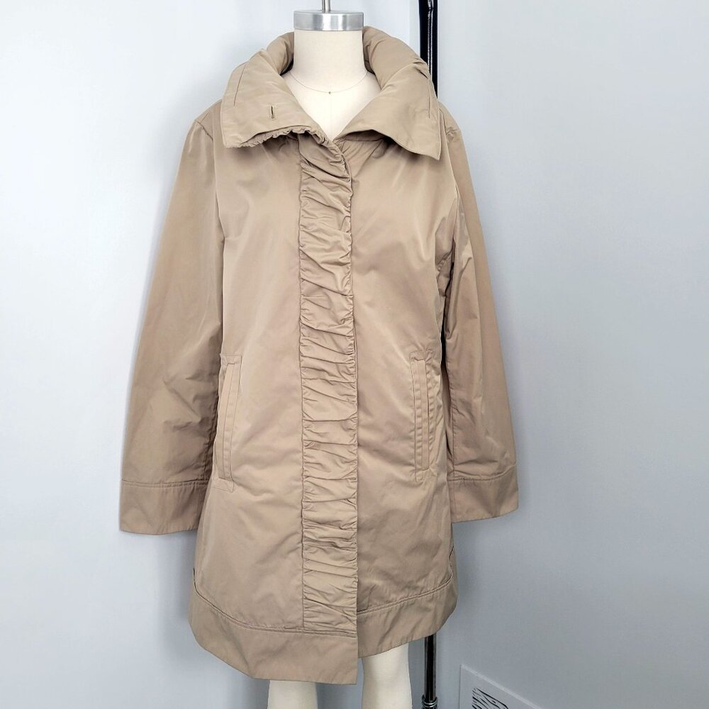 Rainforest Ruched Front Hidden Hood Travel Rain Anorak Trench Jacket